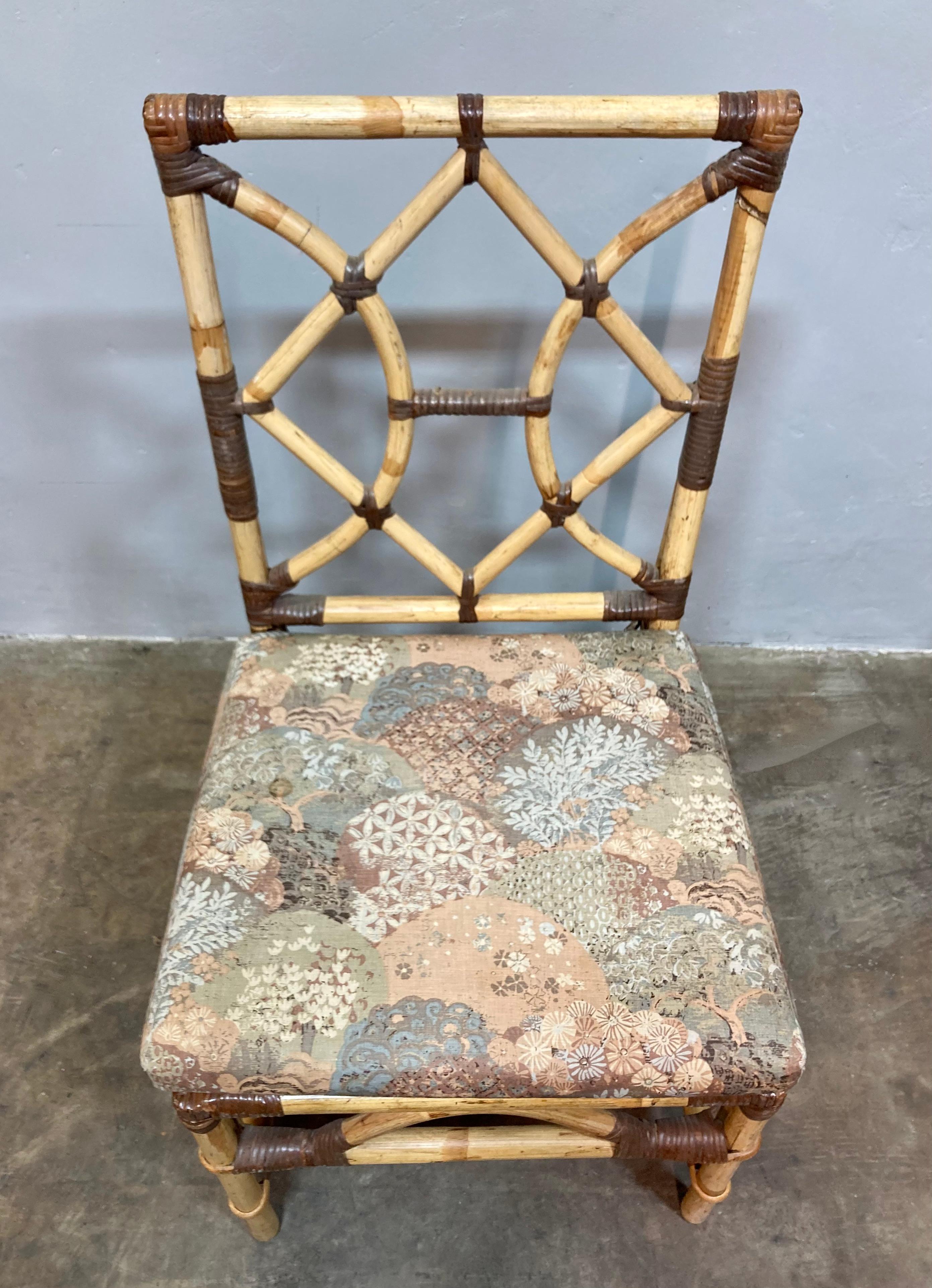 Tessuto Sedie da pranzo in bambù vintage anni '70 (set di 6) in vendita