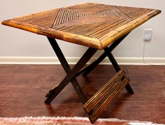 Vintage 1970s Bamboo Folding Table, 36.5\" Wide, Versatile Design