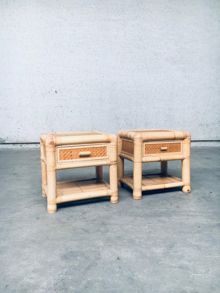 Vintage 1970's Bamboo Night Stand Set For Sale at 1stDibs