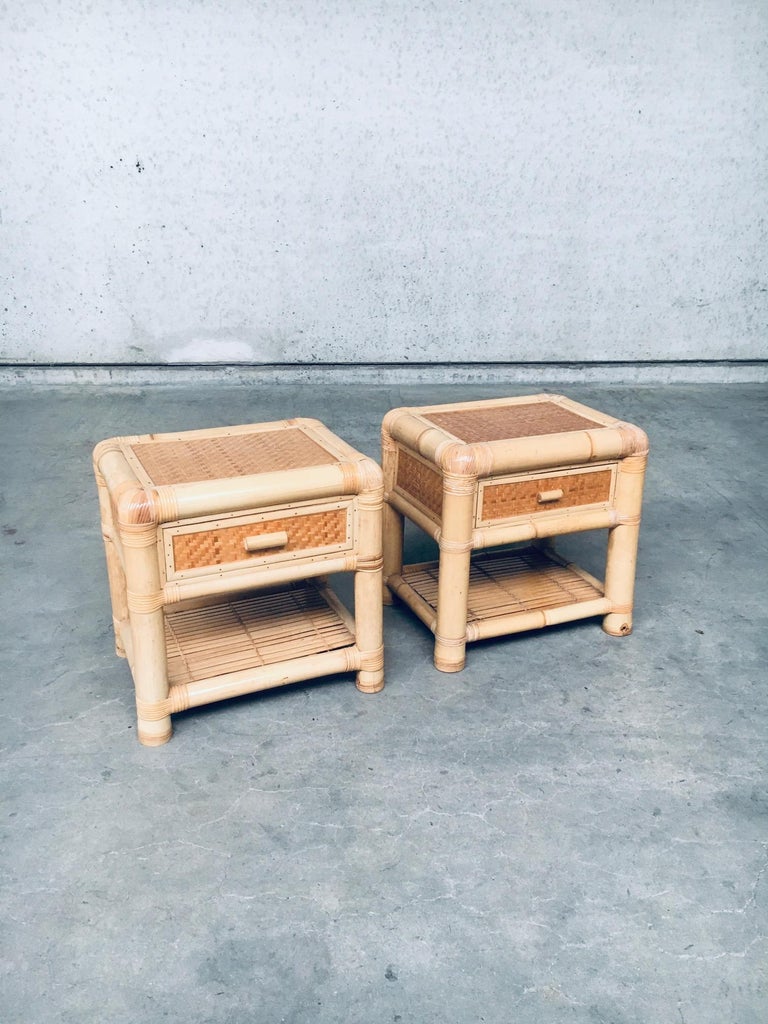 Vintage 1970's Bamboo Night Stand Set For Sale at 1stDibs
