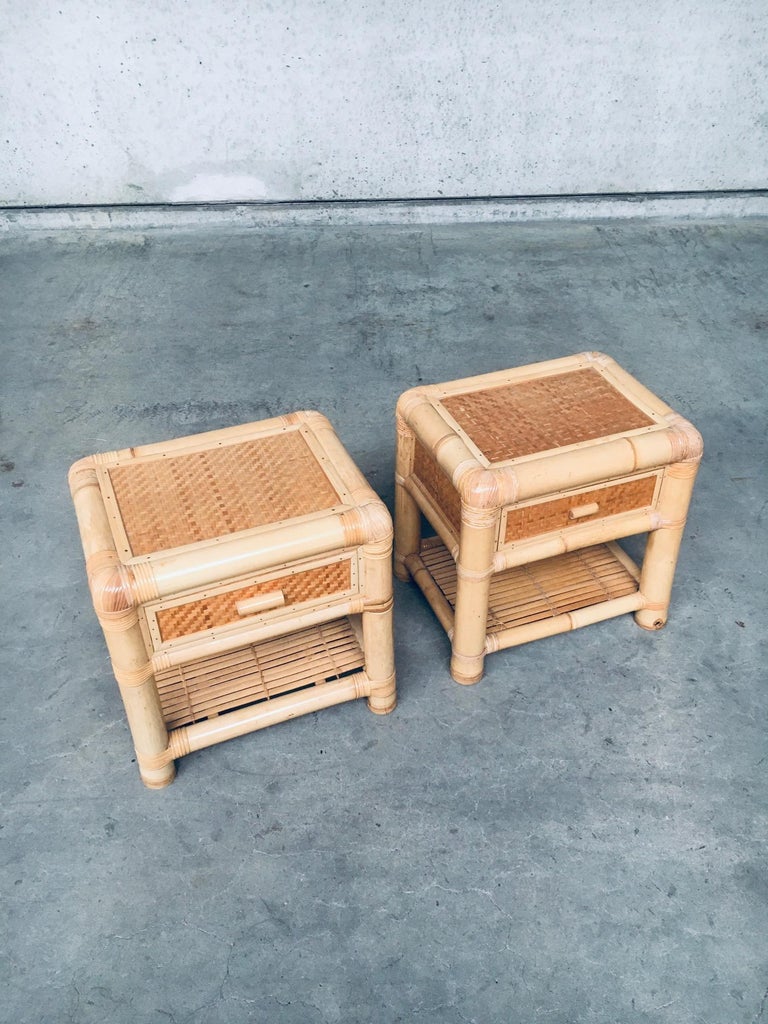 Vintage 1970's Bamboo Night Stand Set For Sale at 1stDibs