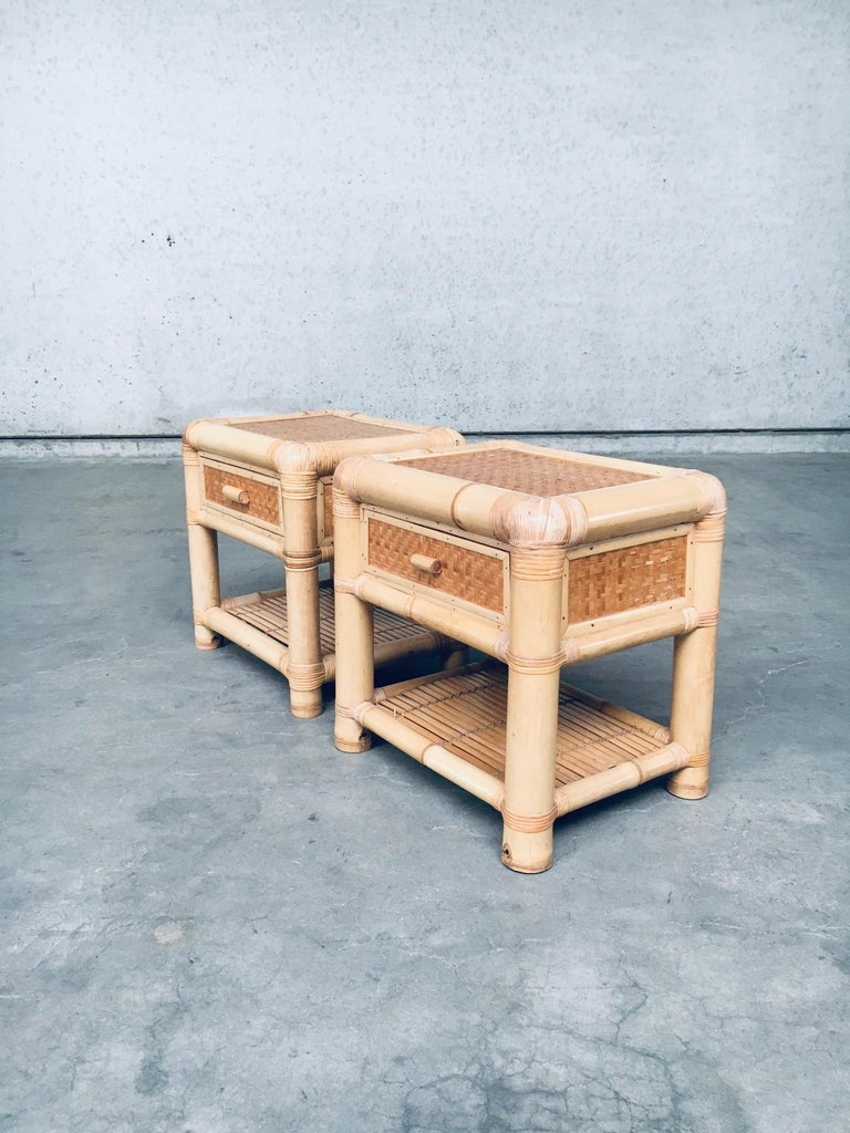 Vintage 1970's Bamboo Night Stand Set For Sale at 1stDibs