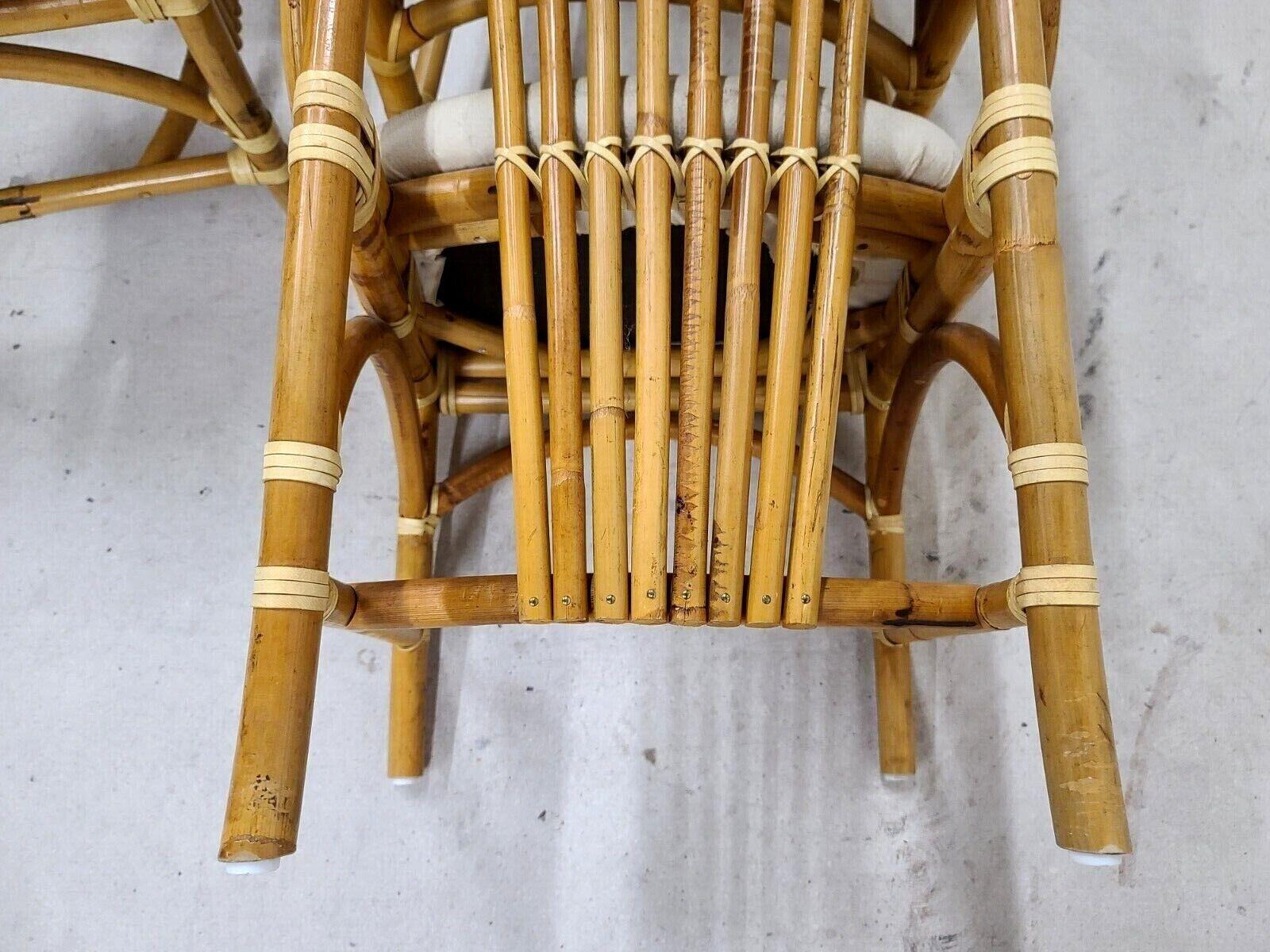 Vintage 1970s Bamboo Rattan Chairs, Set of 4 For Sale 7
