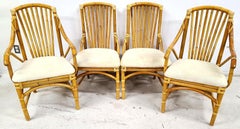 Chaises en bambou rotin vintage des années 1970, lot de 4