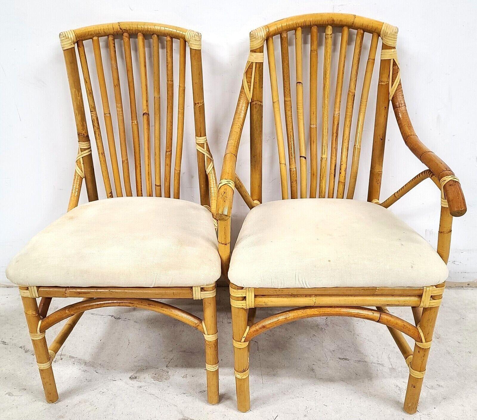 Vintage 1970s Bamboo Rattan Chairs, Set of 4 For Sale 1