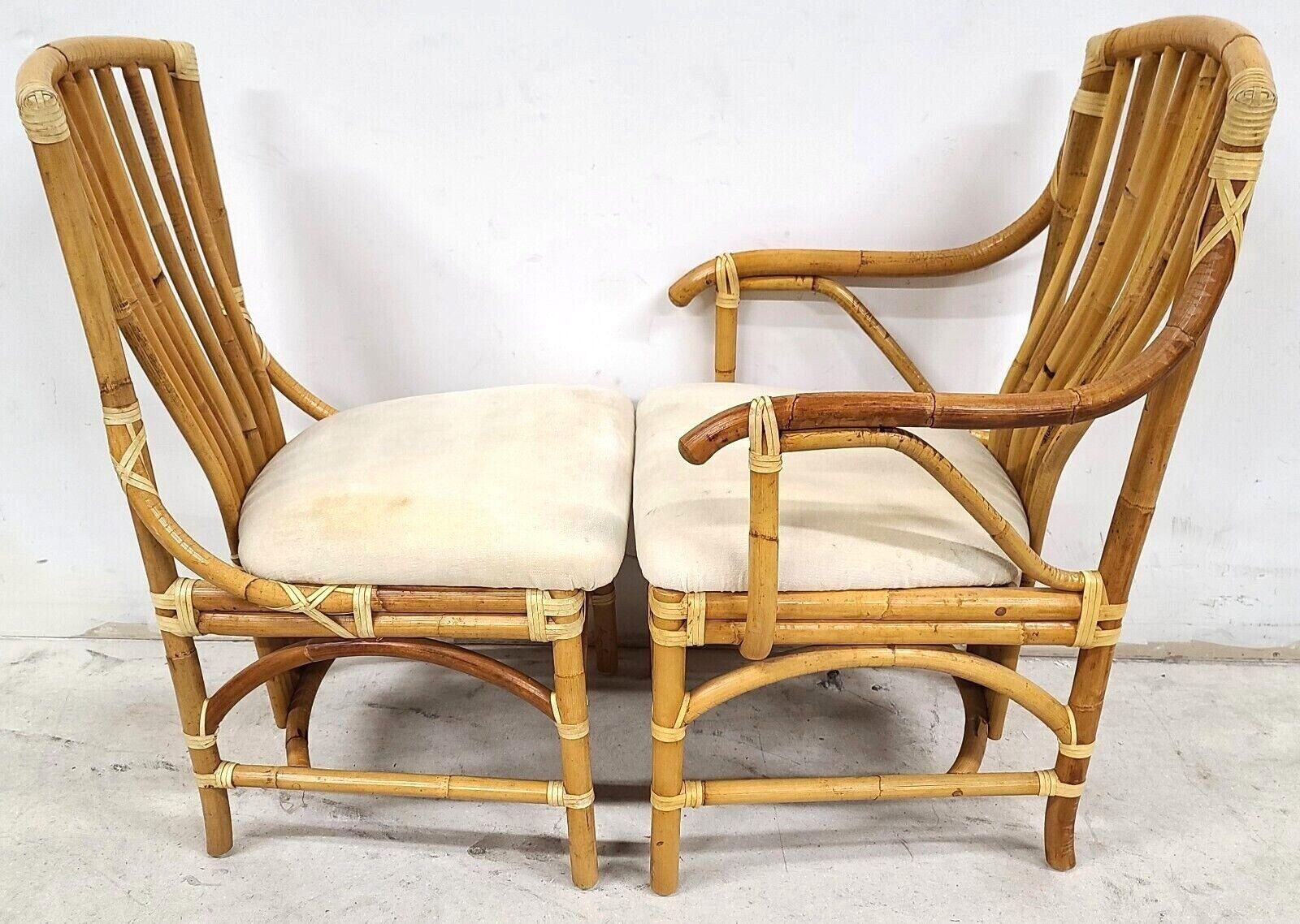 Chaises vintage en bambou et rotin des années 1970, lot de 4 en vente 1