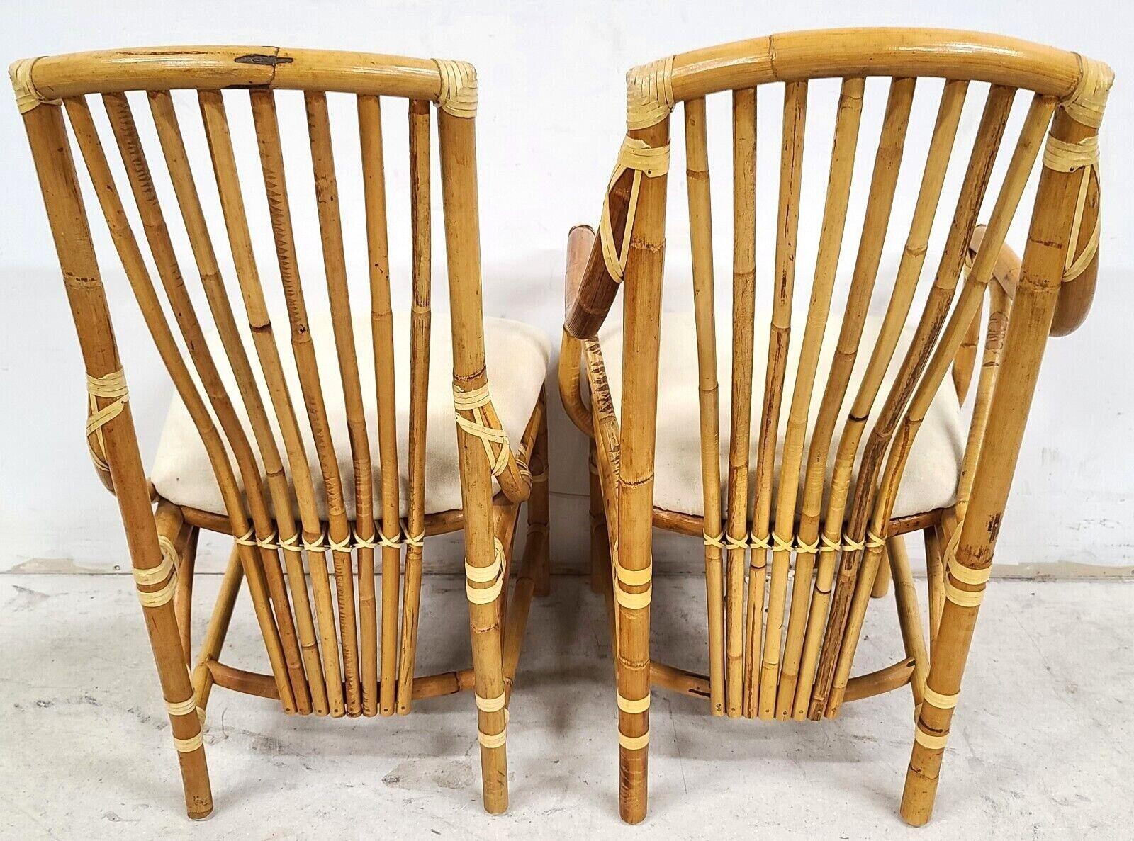 Vintage 1970s Bamboo Rattan Chairs, Set of 4 For Sale 4