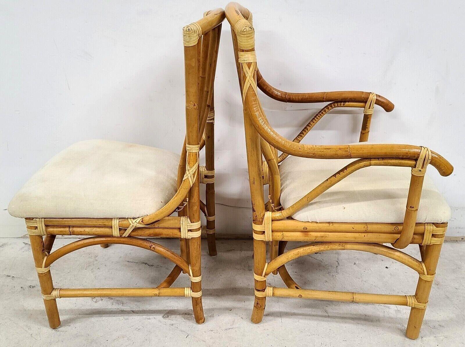 Vintage 1970s Bamboo Rattan Chairs, Set of 4 For Sale 5