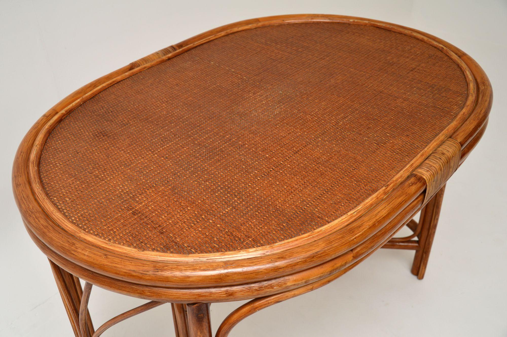 Late 20th Century Vintage 1970's Bamboo & Rattan Games Table & Chairs