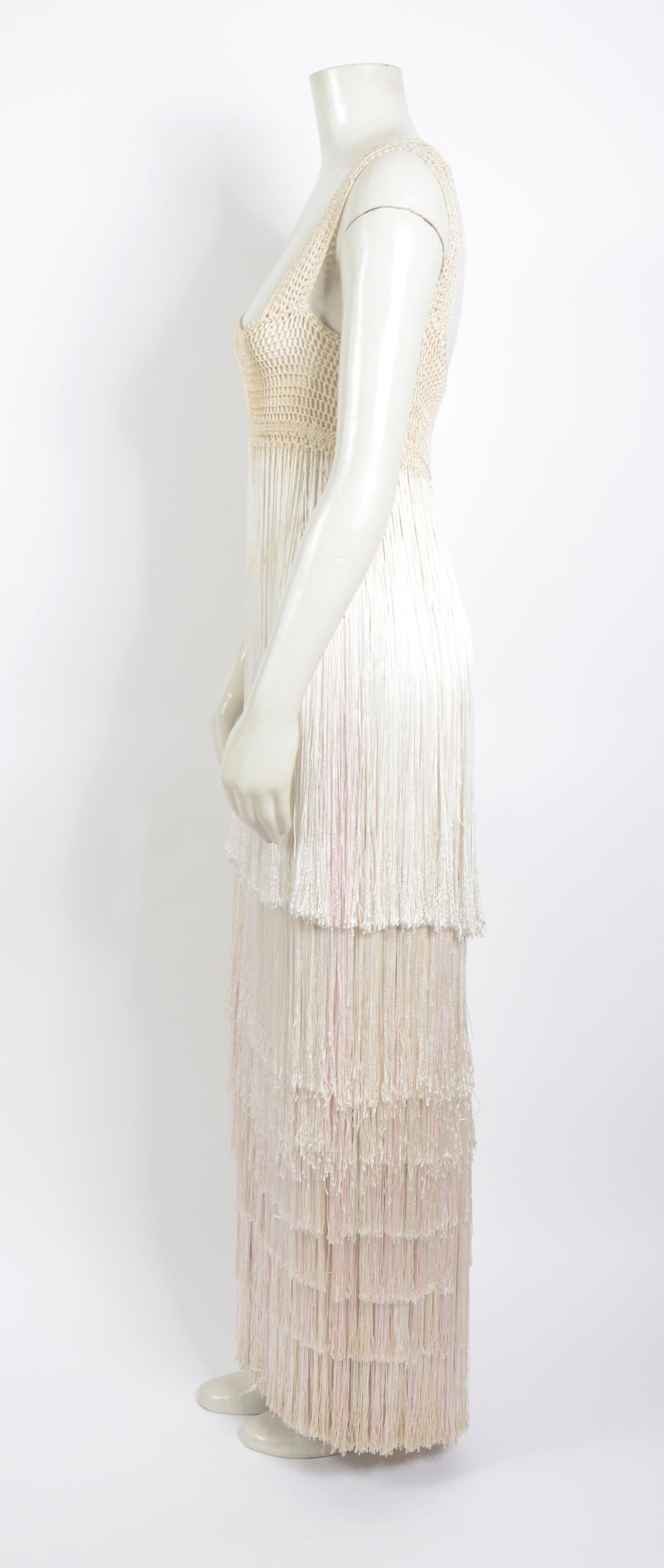 cream fringe dress