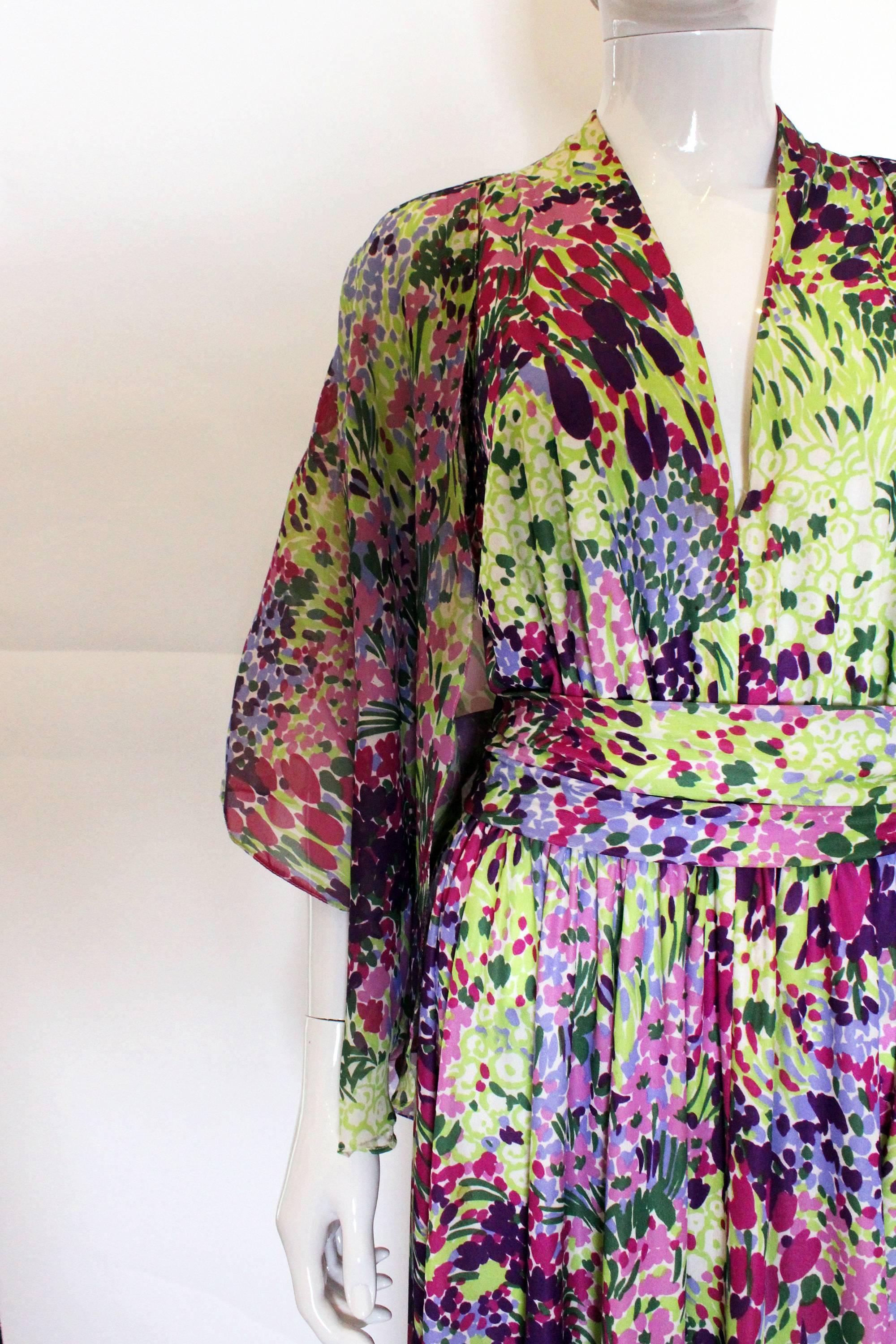 Vintage 1970s Berketex Floral Gown with Bolero In Excellent Condition For Sale In London, GB