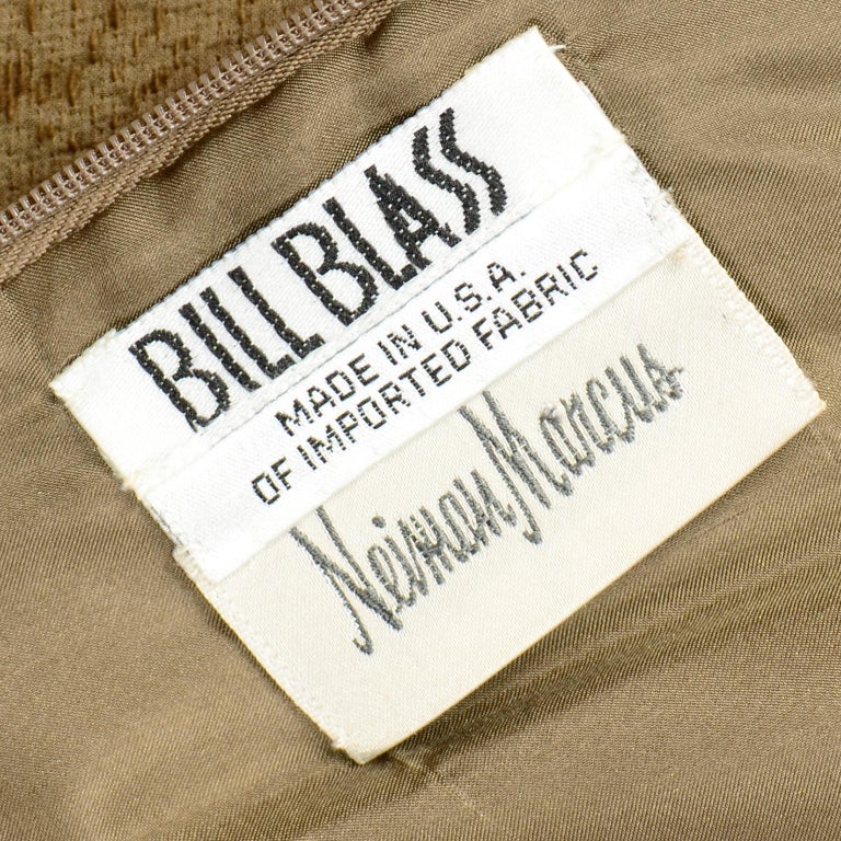 Vintage 1970s Bill Blass Brown Circle Print Dress With Velvet Ribbon For Sale 5