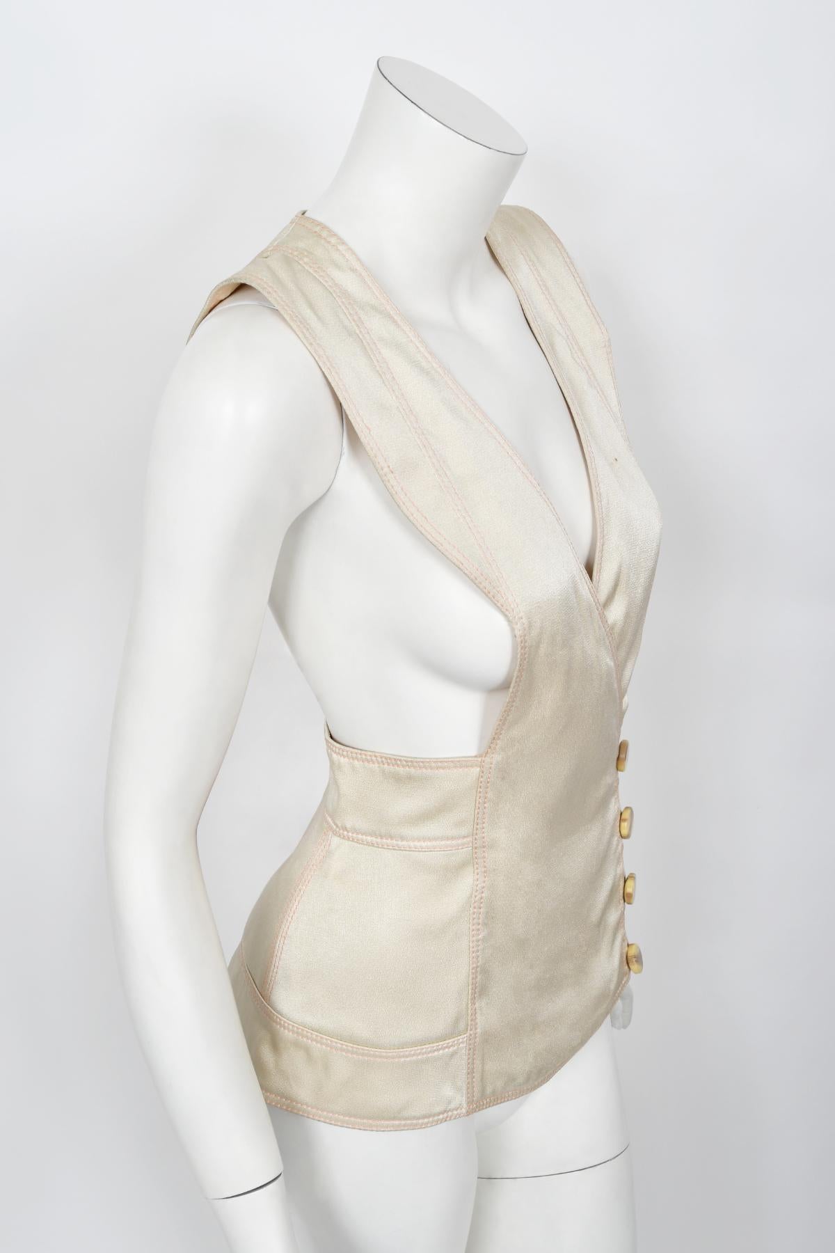 Vintage 1970's Bill Gibb Couture Embroidered Satin Mutton-Sleeve Jacket & Vest  For Sale 5