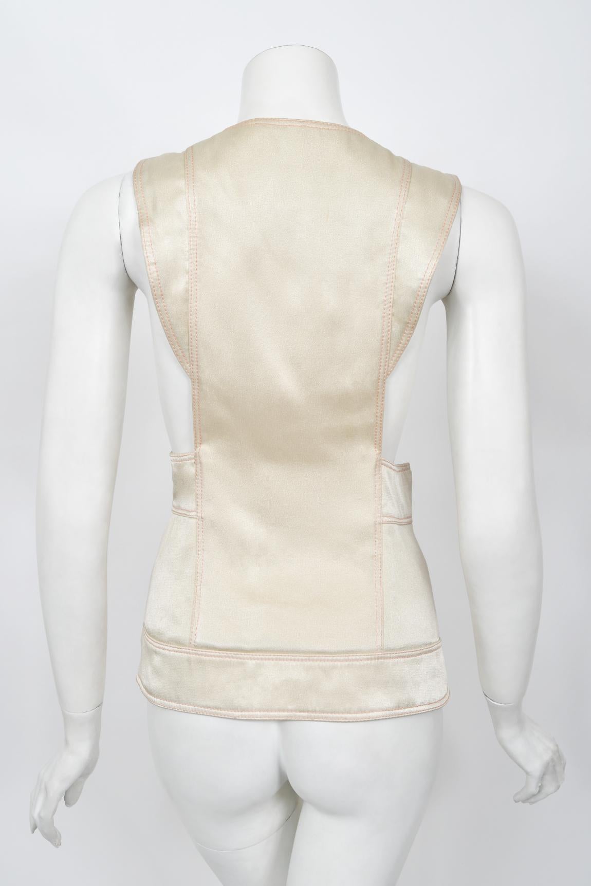 Vintage 1970's Bill Gibb Couture Embroidered Satin Mutton-Sleeve Jacket & Vest  For Sale 6