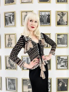 Vintage 1970's Bill Gibb Metallic Knit Insect-Novelty Tassel Sweater Dress Set