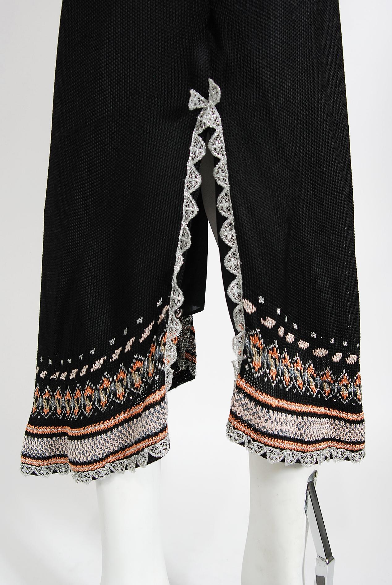 Vintage 1970's Bill Gibb Metallic Knit Insect-Novelty Tassel Sweater Dress Set For Sale 2