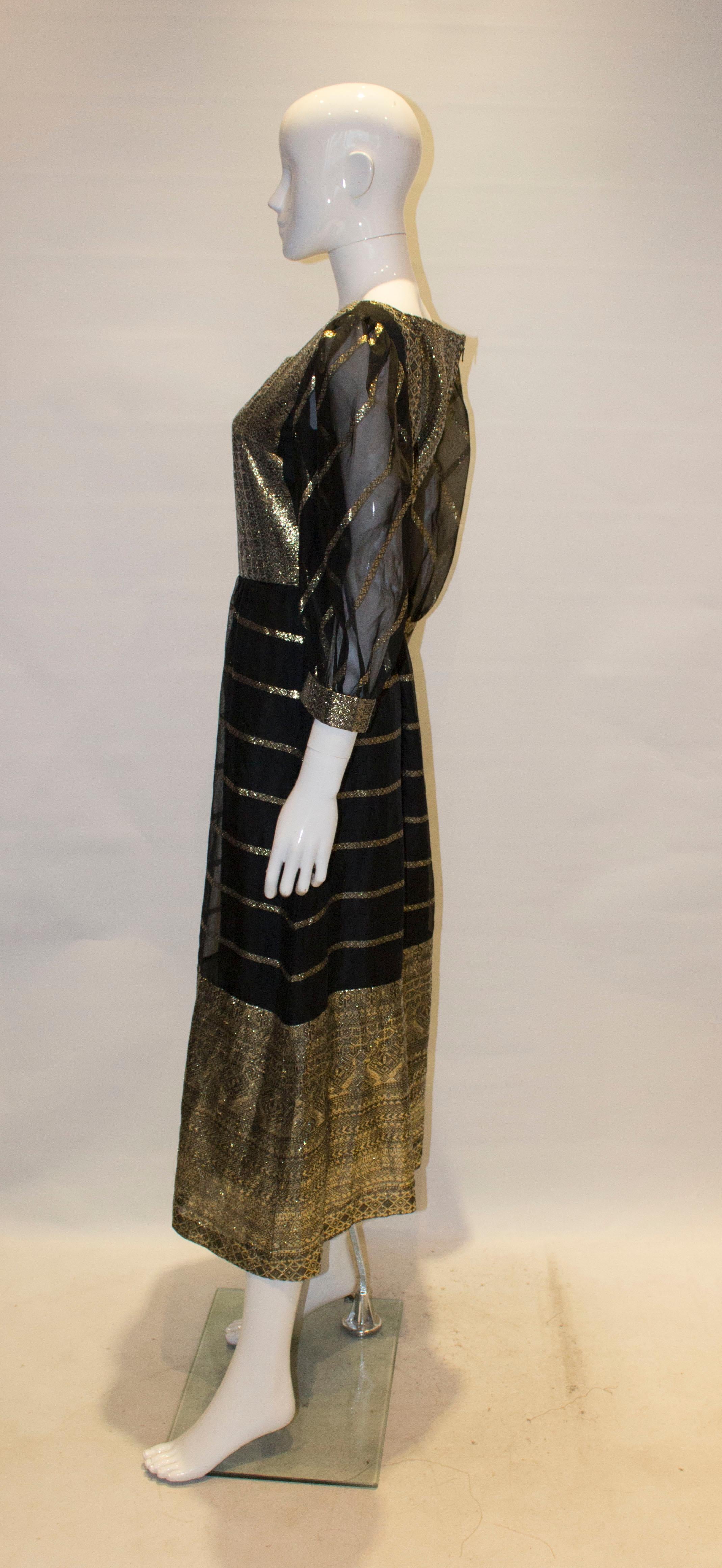 Women's Vintage 1970s Black and Gold Party Dress For Sale