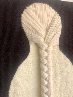 Vintage 1970s Black and White Woven Wall Hanging