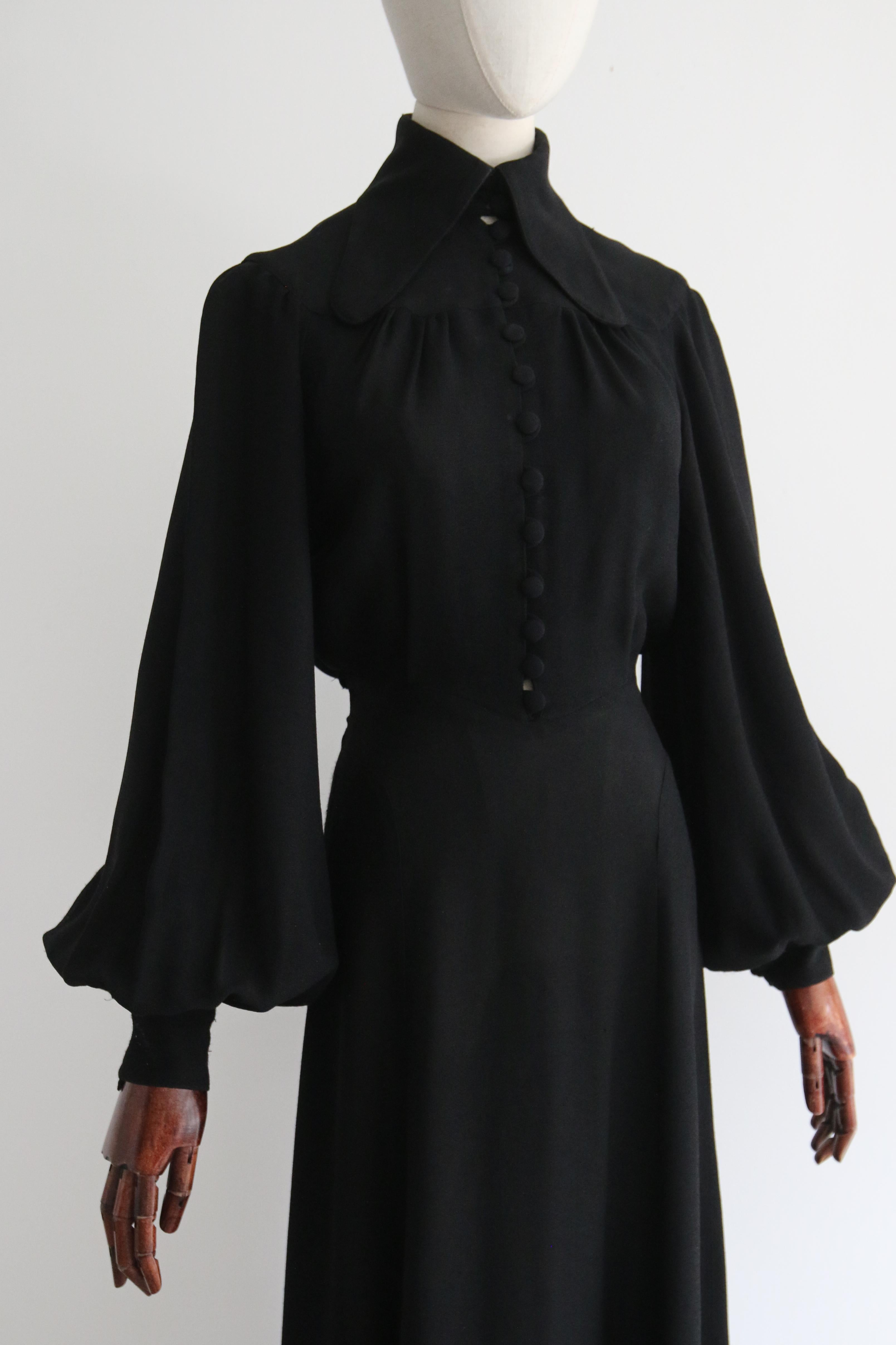 Women's  Vintage 1970's black moss crepe Ossie Clark dress UK 12 US 8