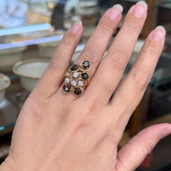 Vintage 1970's Black Star Sapphire and Diamond Ring 14k Yellow Gold