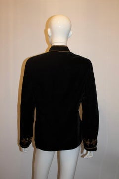 Vintage 1970s Black Velvet Jacket with Embroidery