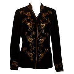 Vintage 1970s Black Velvet Jacket with Embroidery