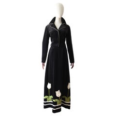 Vintage 1970's Black Velvet Pleated Tulip Skirt and Jacket Set 1970's Suit UK 8