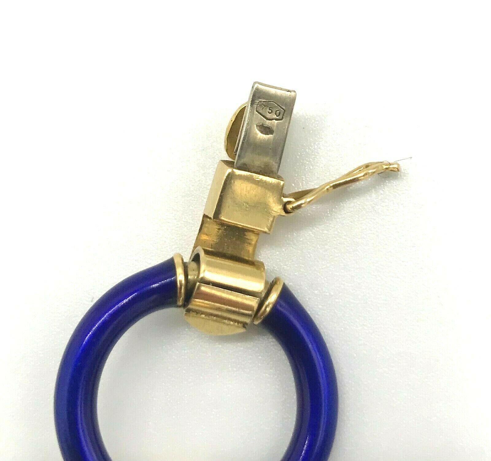 Bracciale vintage anni '70 con smalto blu e oro giallo A Link 1