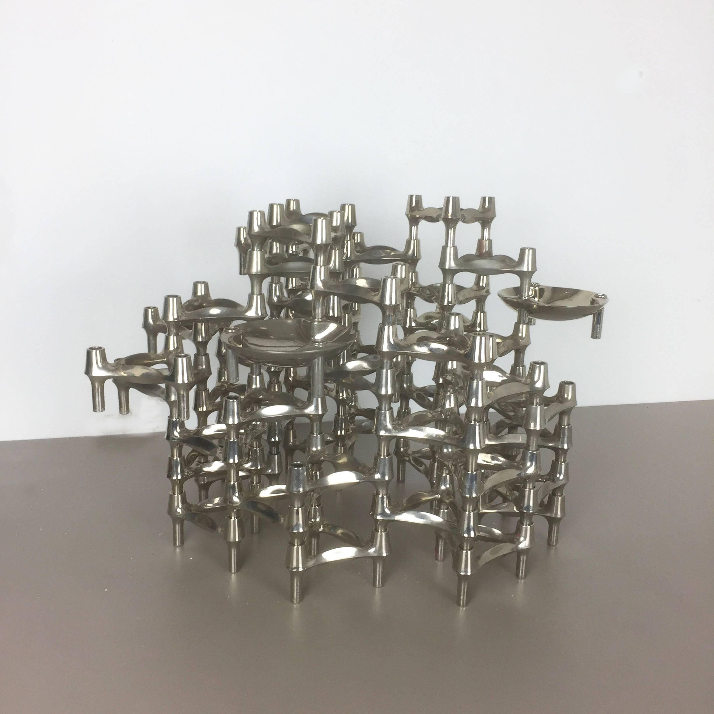 Mid-Century Modern Vintage 1970s BMF Nagel Candleholder Sculpture with 52 Elements by Caesar Stoffi