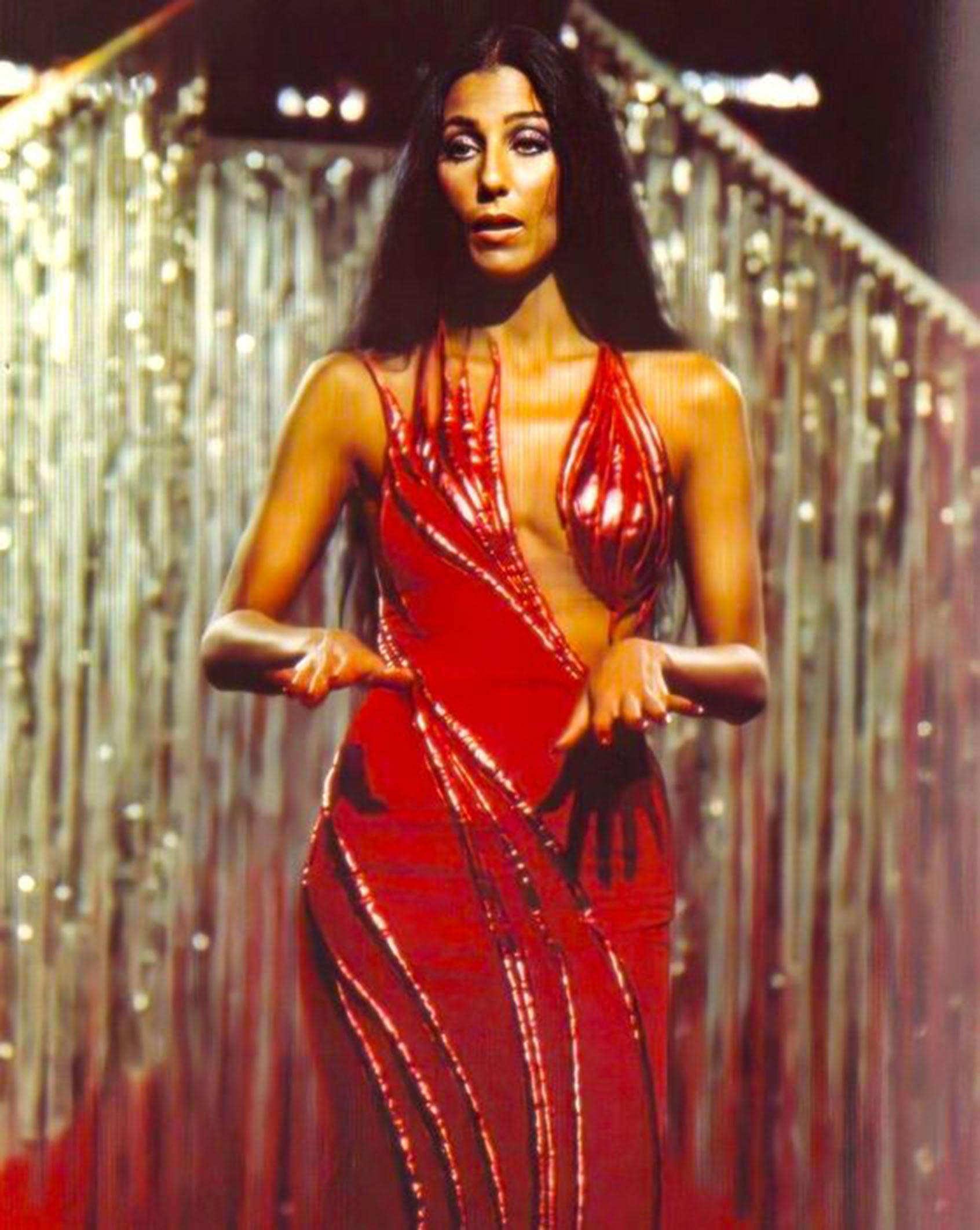 1984 Bob Mackie Documented Runway Fully Beaded Red Silk High-Low Mini Dress For Sale 9