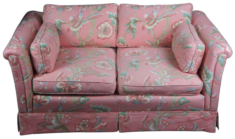 Vintage 1970s Boho Chic Tropical Bird Fabric Loveseat Sofa Couch Settee At 1stdibs