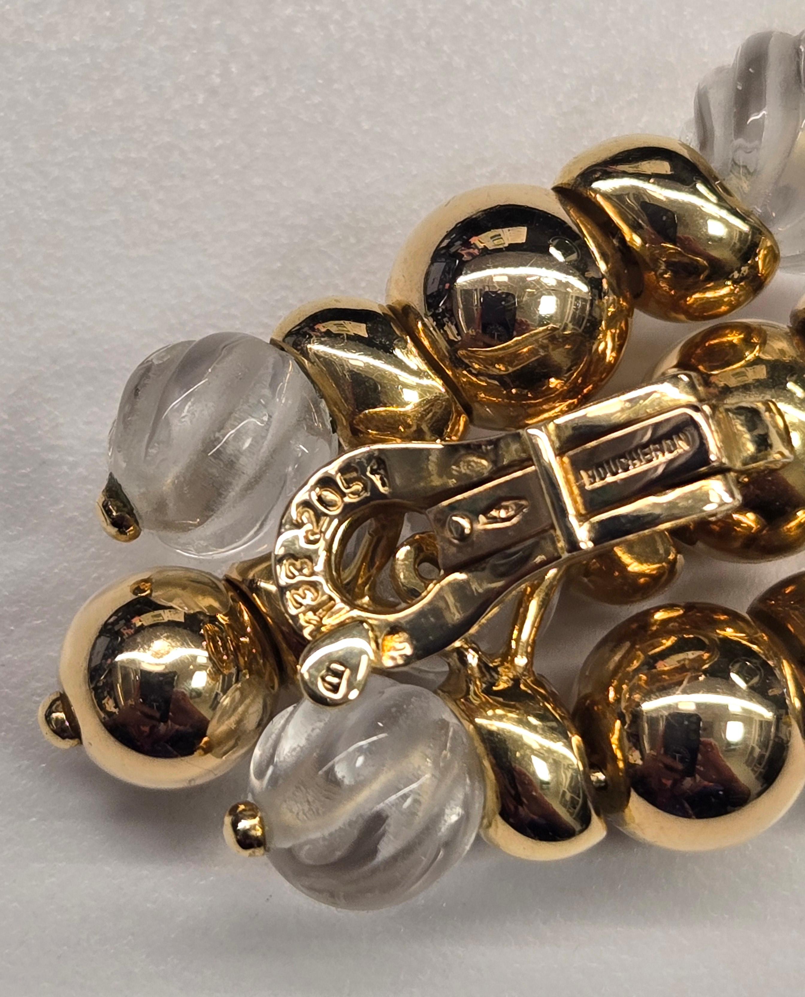 Women's Vintage 1970s Boucheron 18K Gold Rock Crystal Drop Earrings For Sale