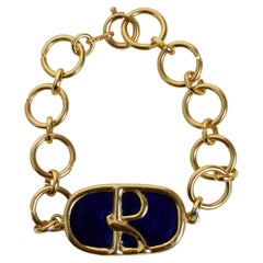 Vintage 1970's Bracelet by Roberta di Camerino, "R" Logo on Enameled Medallion