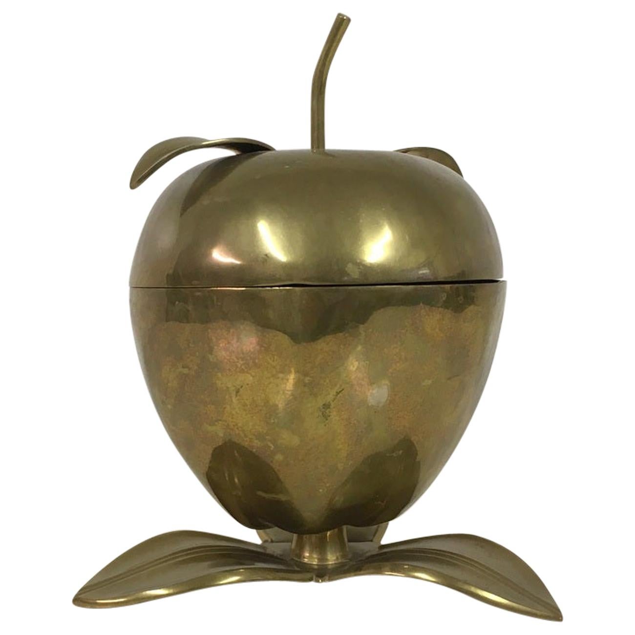 Vintage 1970s Brass Apple Keepsake Bowl