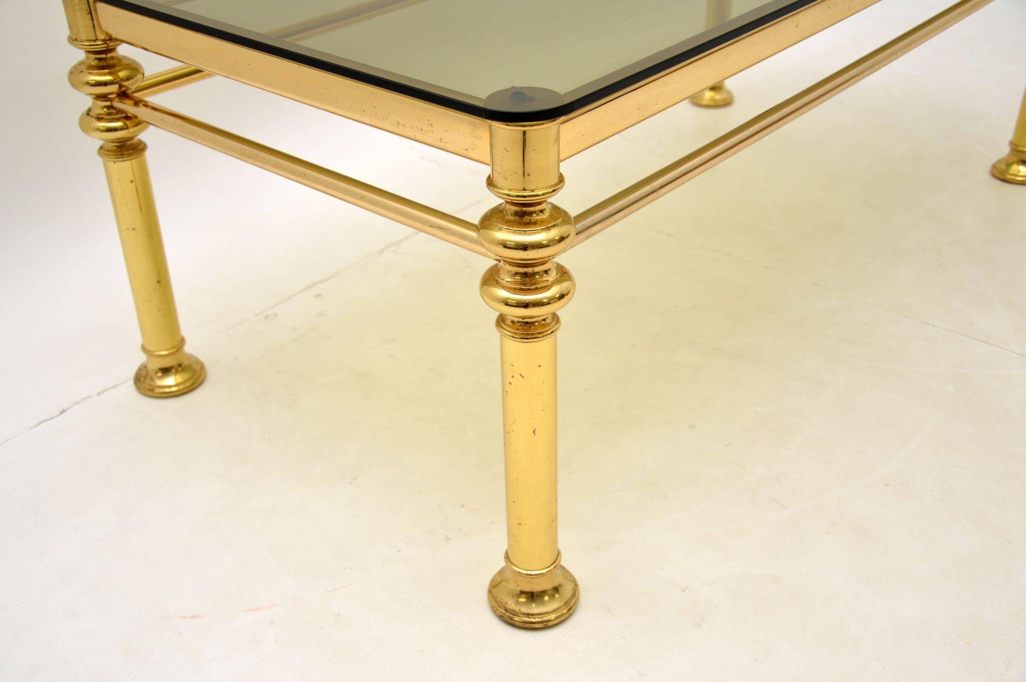 French Vintage 1970’s Brass & Glass Coffee Table