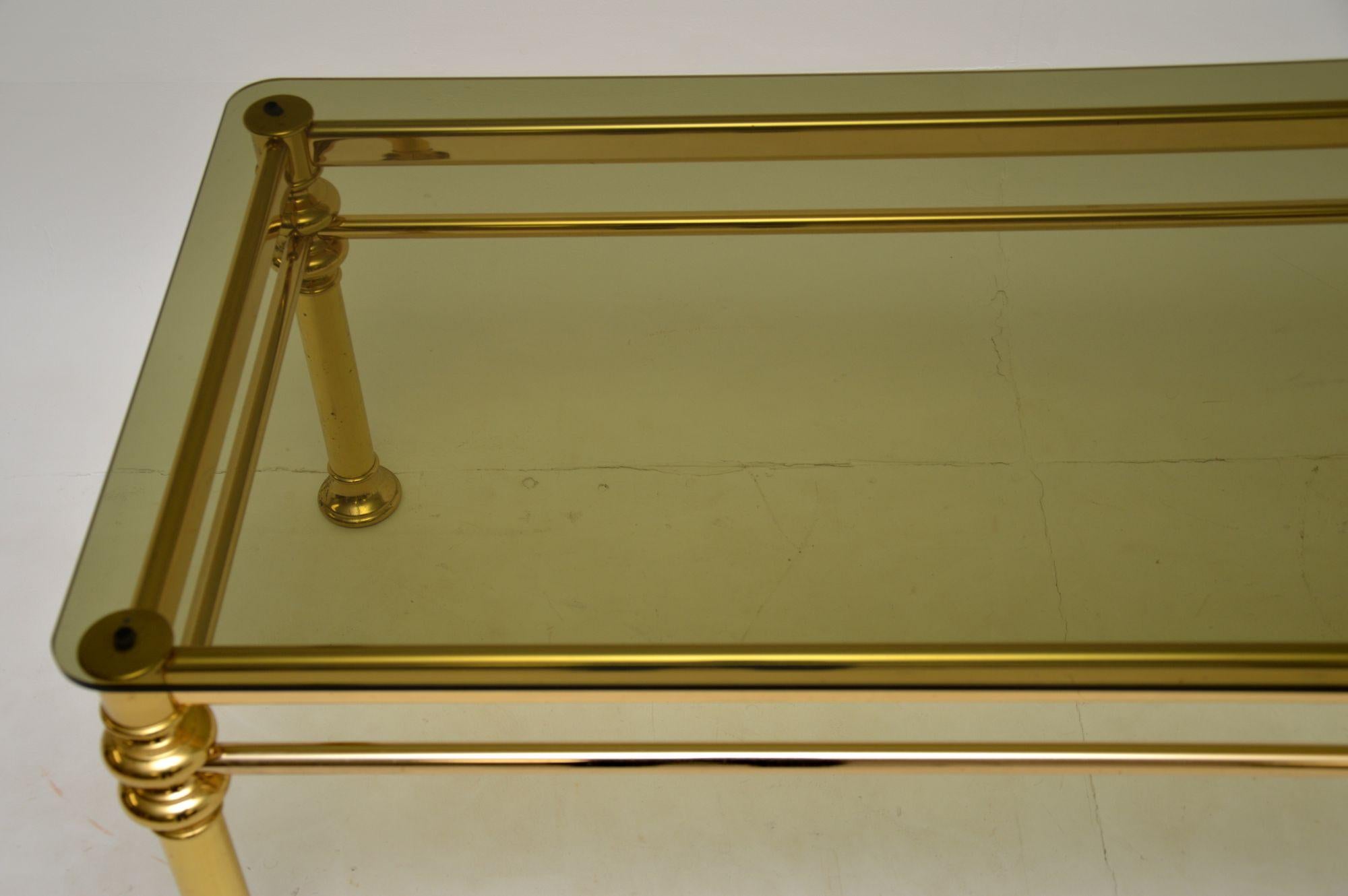 Vintage 1970’s Brass & Glass Coffee Table In Good Condition In London, GB