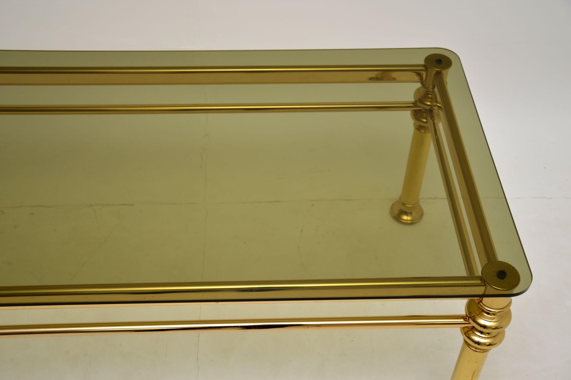 20th Century Vintage 1970’s Brass & Glass Coffee Table