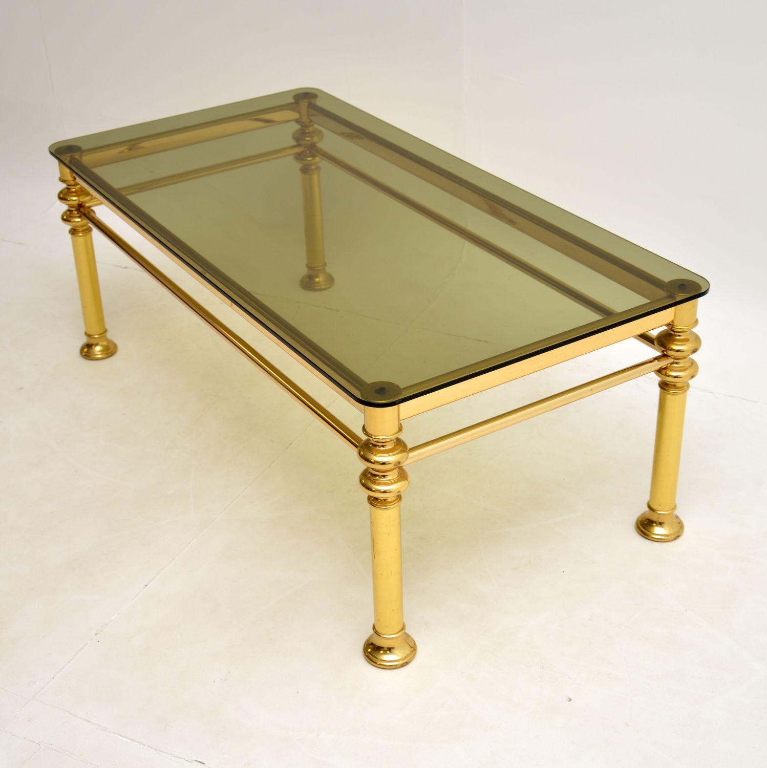 Vintage 1970’s Brass & Glass Coffee Table 1