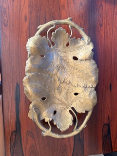 Vintage 1970s Brass Grape Leaf Catchall Platter
