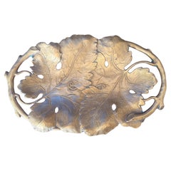 Vintage 1970s Brass Grape Leaf Catchall Platter