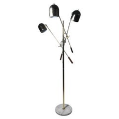 Vintage 1970s Brass & Marble Triennale Arredoluce Style Floor Lamp
