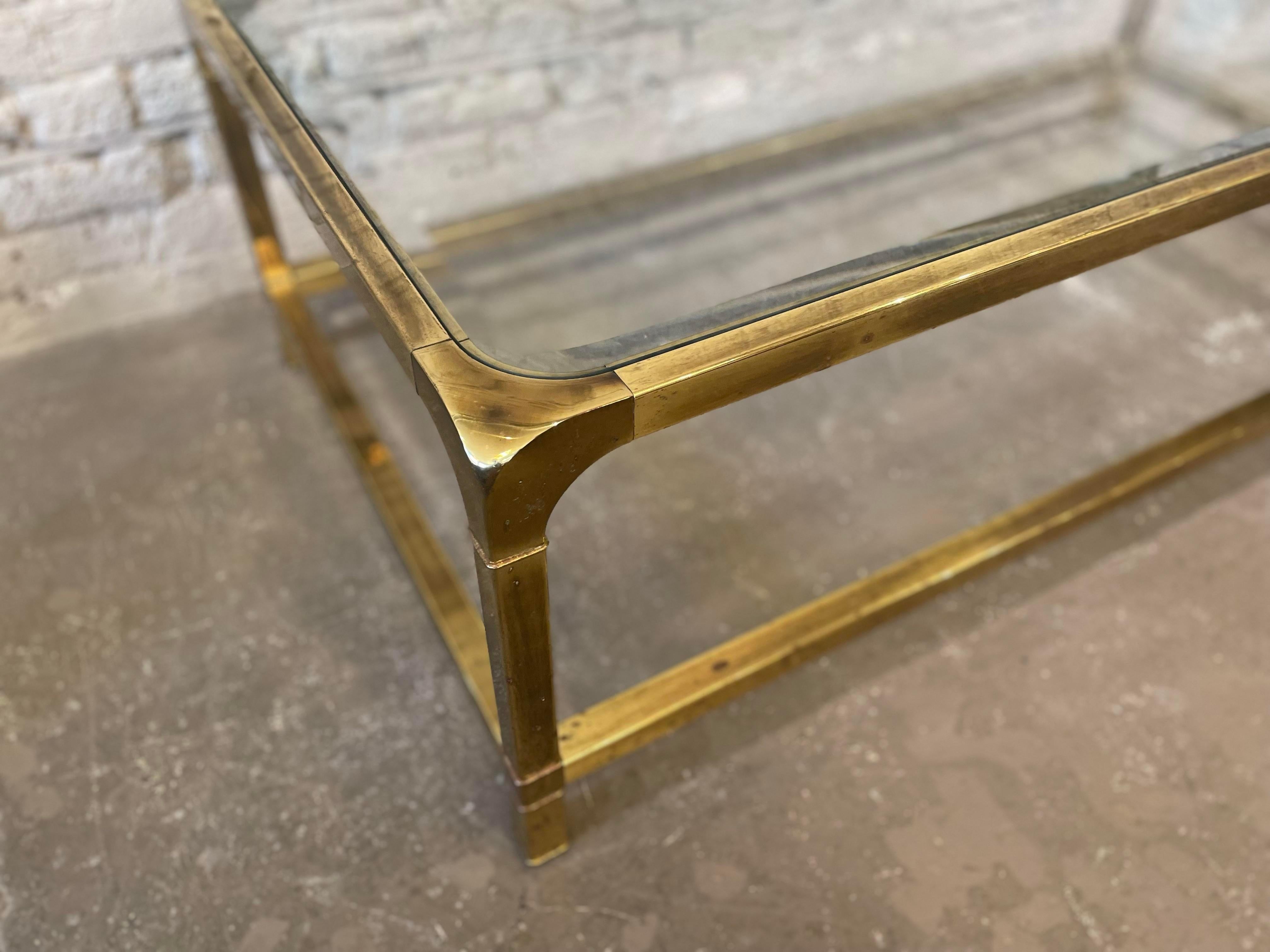 Vintage 1970s Brass Mastercraft Style Coffee Table For Sale 5
