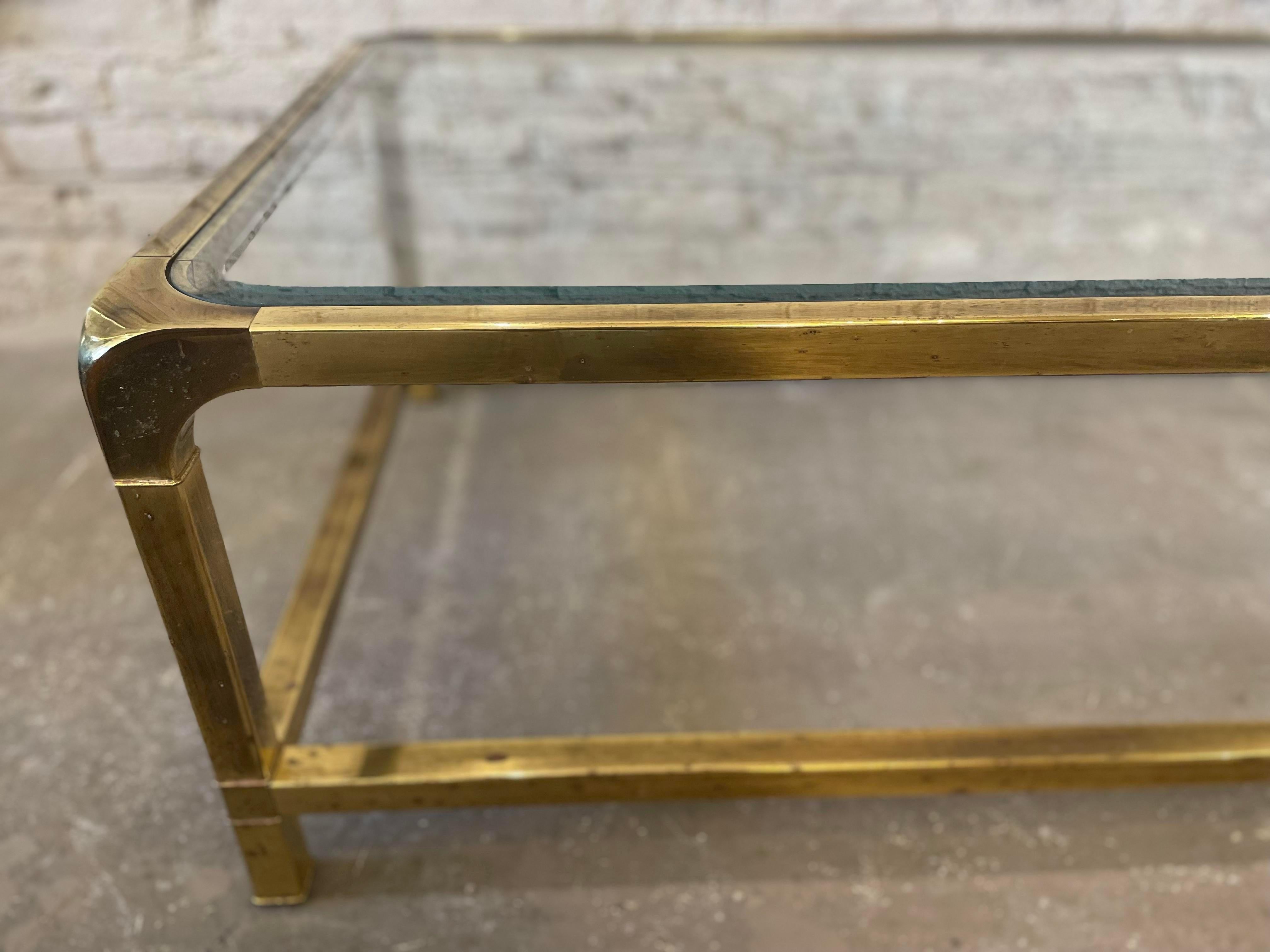 American Vintage 1970s Brass Mastercraft Style Coffee Table For Sale