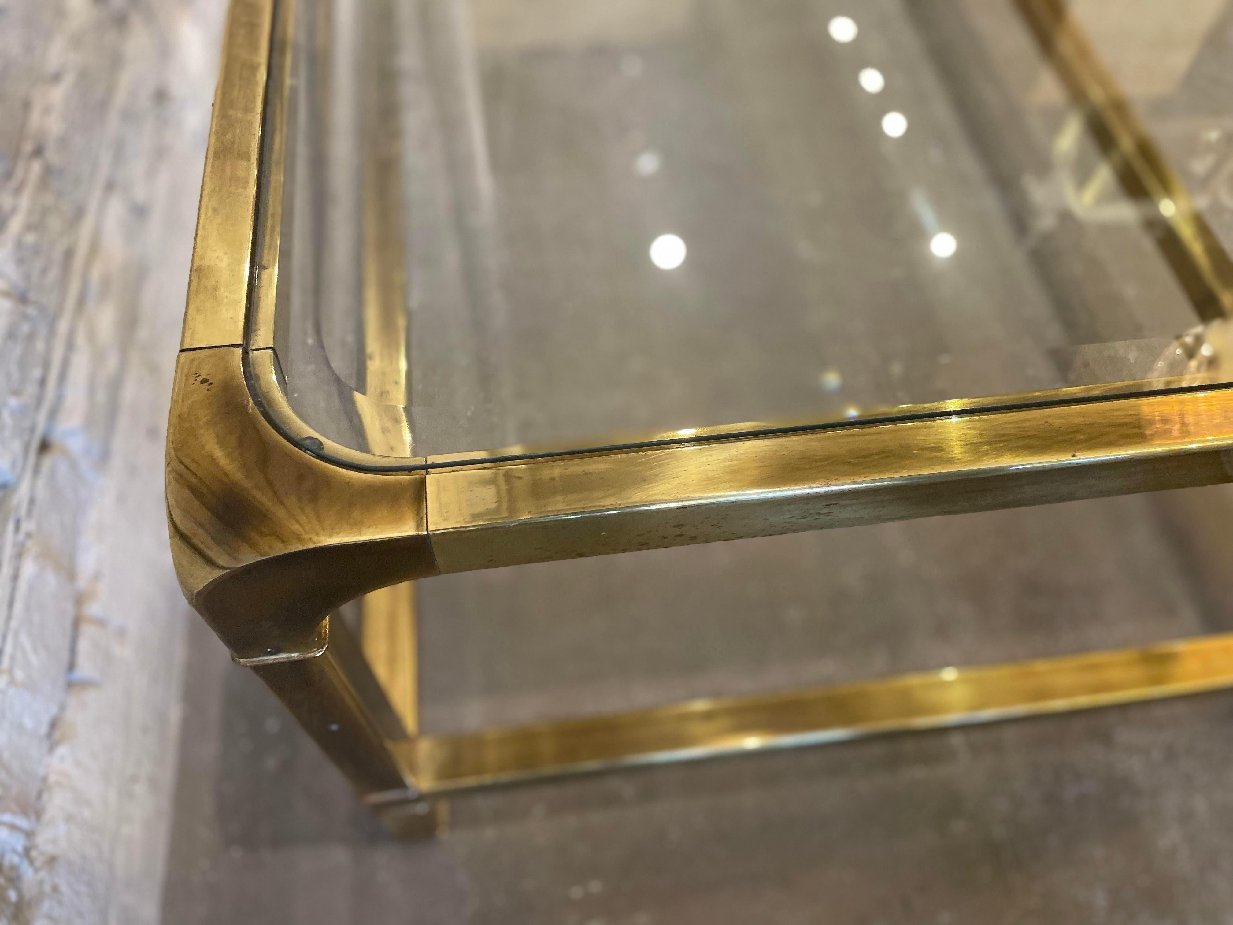 Vintage 1970s Brass Mastercraft Style Coffee Table For Sale 2
