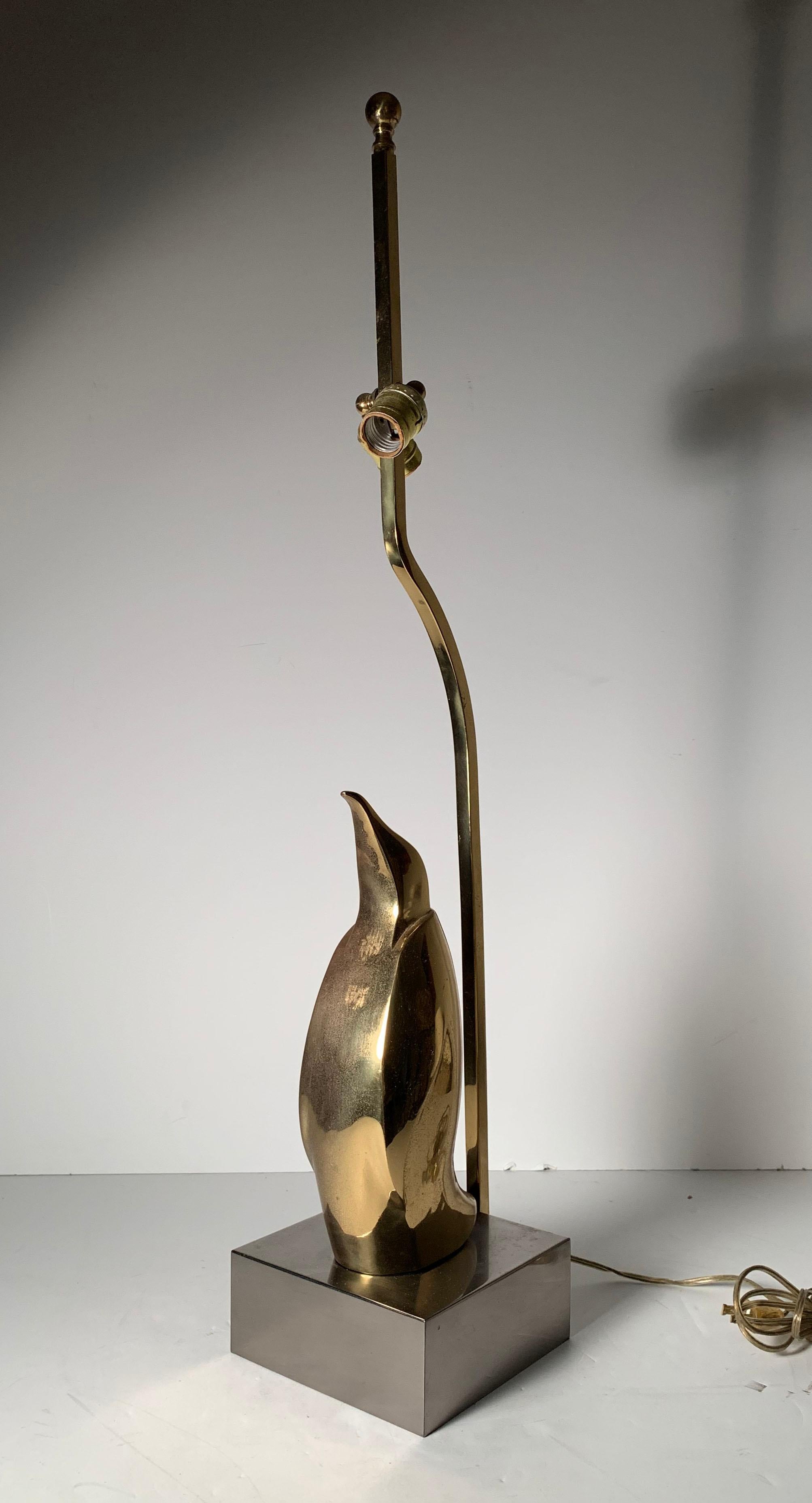 Mid-Century Modern Vintage 1970s Brass Penguin Lamp Attributed to Willy Daro For Sale