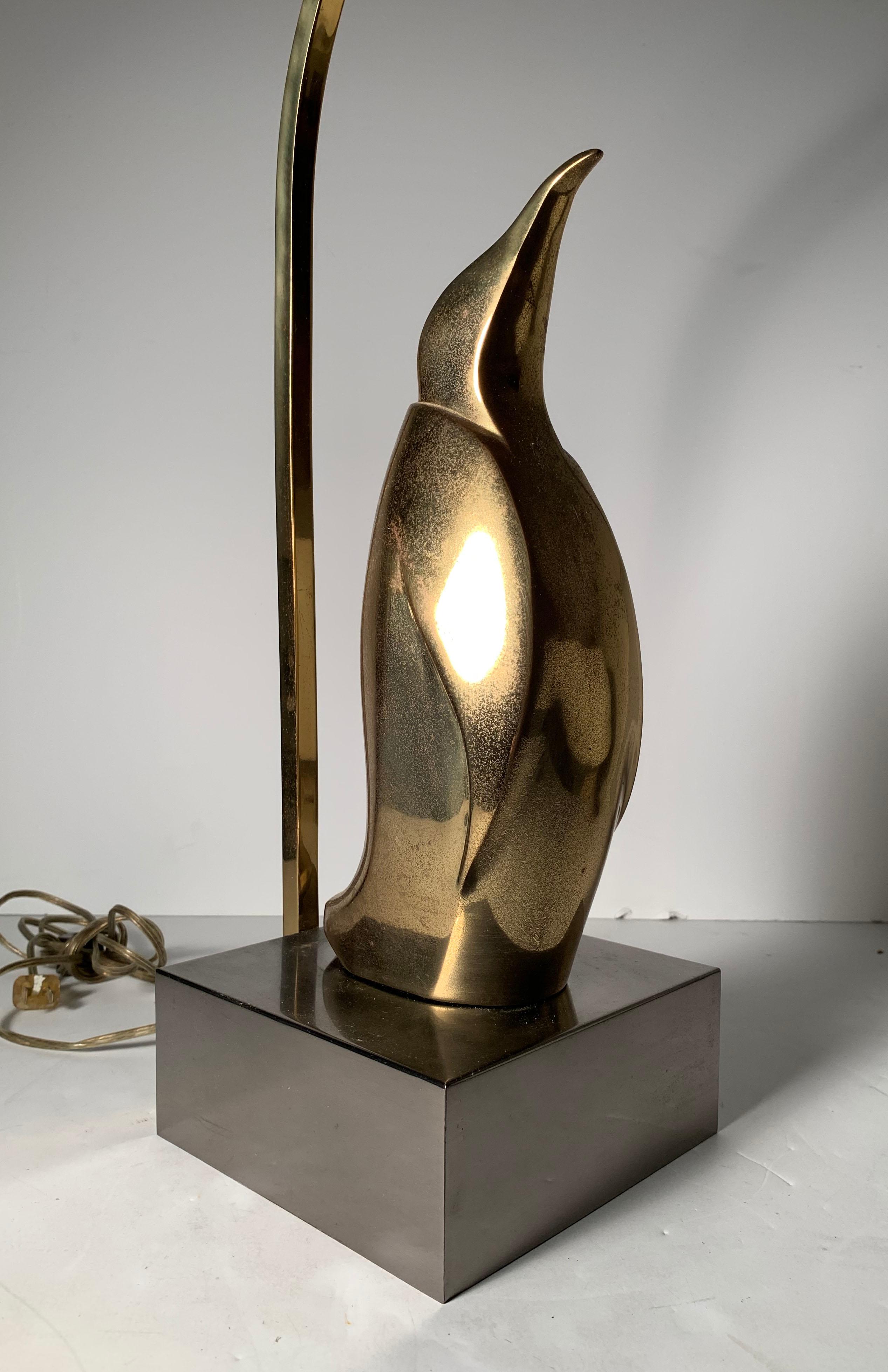 Vintage 1970s Brass Penguin Lamp Attributed to Willy Daro For Sale 1