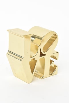 Vintage 1970's Brass Robert Indiana LOVE Paperweight Sculpture