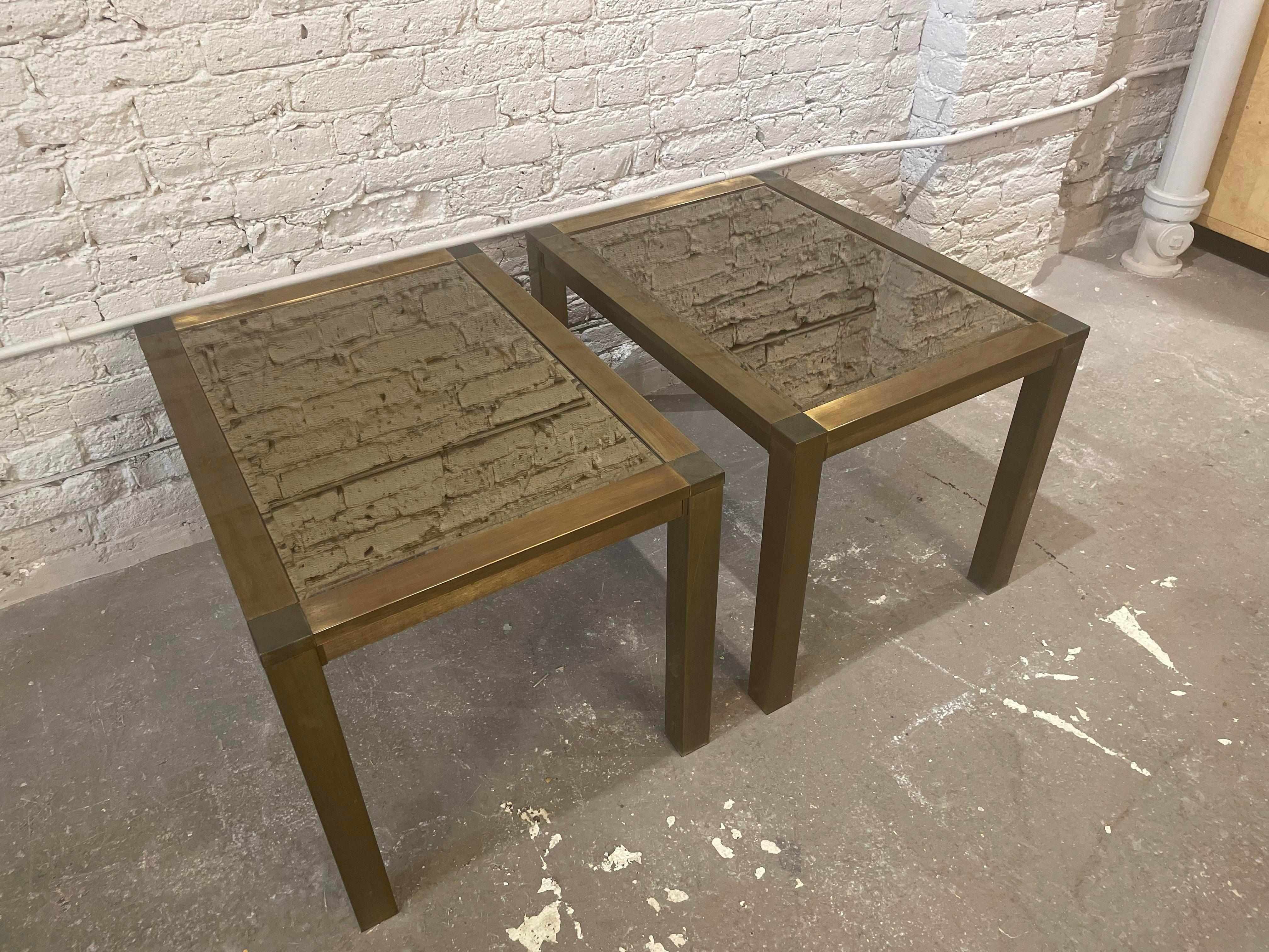 Art Deco Vintage 1970s Brass Side Tables - a Pair For Sale