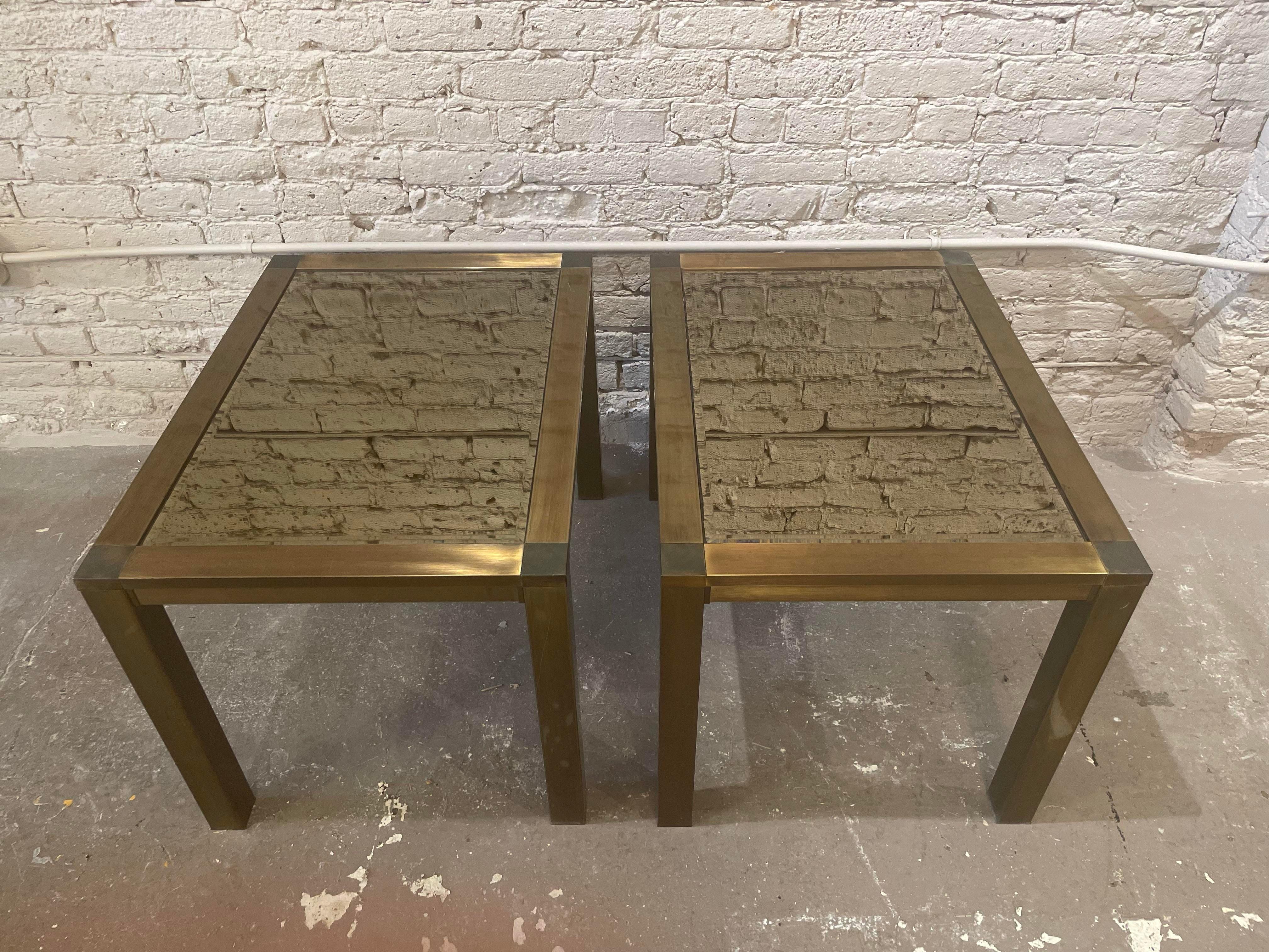 Late 20th Century Vintage 1970s Brass Side Tables - a Pair For Sale