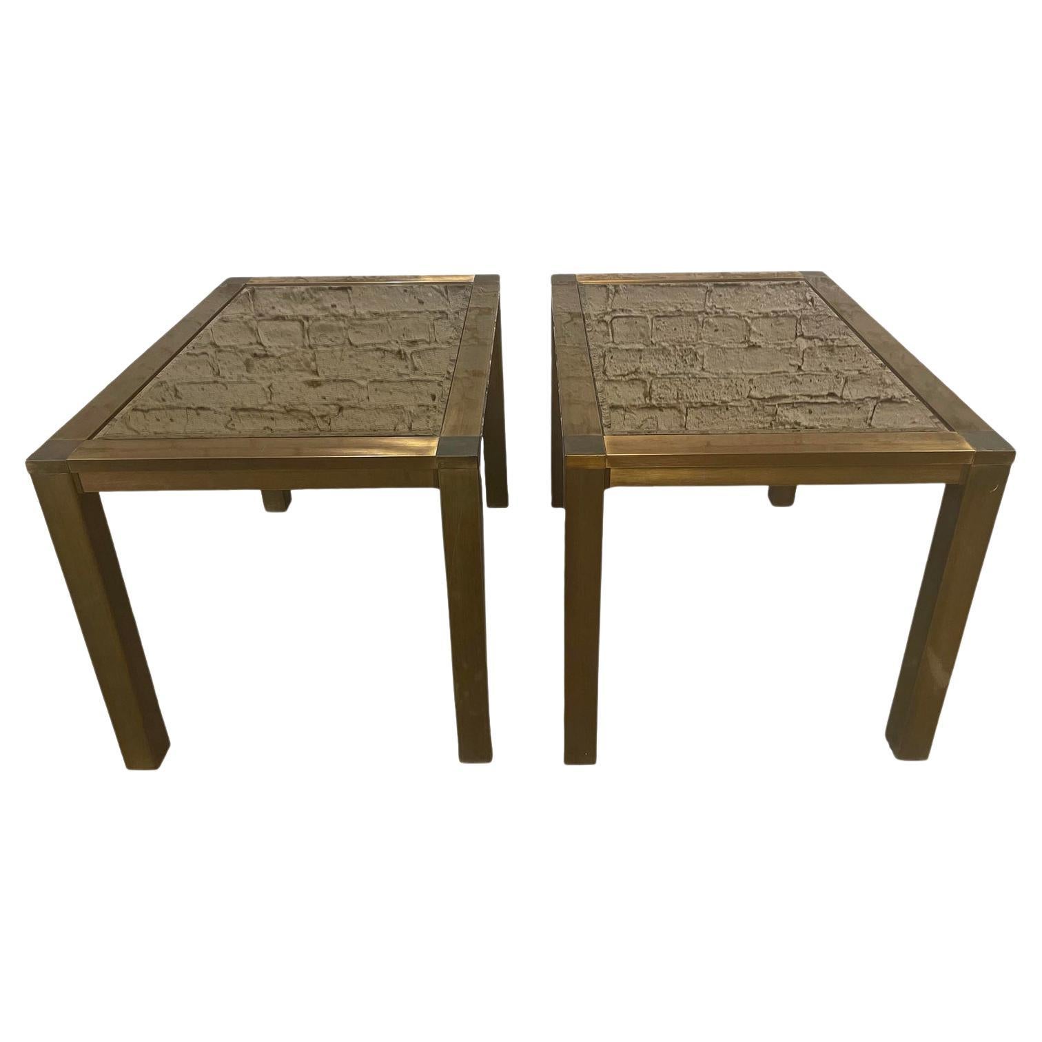 Vintage 1970s Brass Side Tables - a Pair For Sale